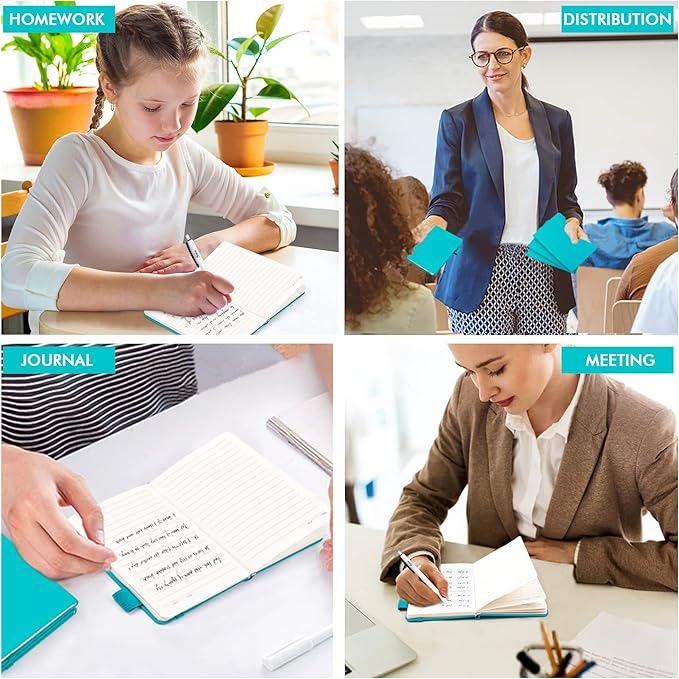 feela 3 Pack Pocket Notebook Journals with 3 Black Pens, A6 Mini Cute Small Journal Notebook Bulk Hardcover College Ruled Notepad with Pen Holder for Office School Supplies, 3.5”x 5.5”, Emerald