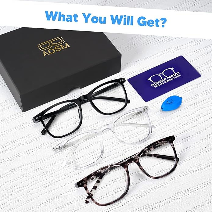 Blue Light Blocking Glasses, Blue Blocker Computer Glasses for Men Women, Anti Glare 400 UV & Eye Strain Fake Square Glasses