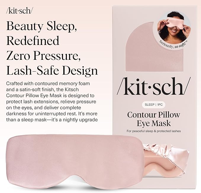 Kitsch Contour Pillow Eye Mask – Softer Than Silk Eye Mask for Sleeping, Blindfold Sleep Masks for Women & Men, No Eye Pressure, Lightweight, Eye Care, Travel Essentials - Blush