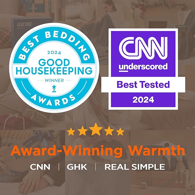 Bedsure GentleSoft Electric Blanket King Size - Soft Ribbed Flannel Heated Blanket with Dual Control, Heating with 10 Heat Settings & 10 Time Settings, 8 hrs Timer Auto Shut Off (90"x100", Burgundy)