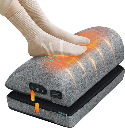 Snailax Heated Foot Rest Under Desk at Work, Ergonomic Footrest with Vibrating Massage and Adjustable Height, Foot Warmer, 3 Vibration Modes & 2 Heating Levels,Memory Foam,Office Home Gaming