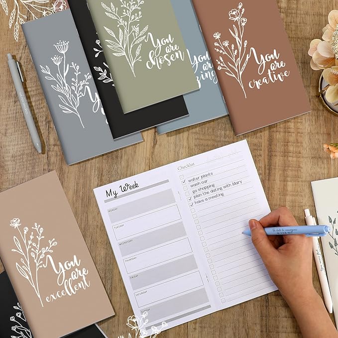 Qilery 30 Pcs Open House Gifts Bulk Habit Tracker Planner Bulk 2025 Pocket Calendars to Do List Weekly Goals Notepads for Employee Appreciation Housekeeping Teacher Welcome Gifts(Aesthetic Energetic)