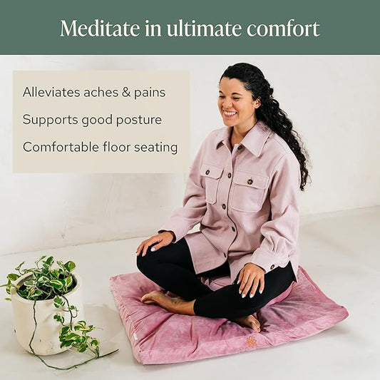Mindful & Modern Zabuton Meditation Mat - Cotton Filled Yoga and Meditation Pad - Zabuton Meditation Cushion for Kneeling and Sitting Support - Large Rectangular Sitting Floor Pillow for Bench or Zafu