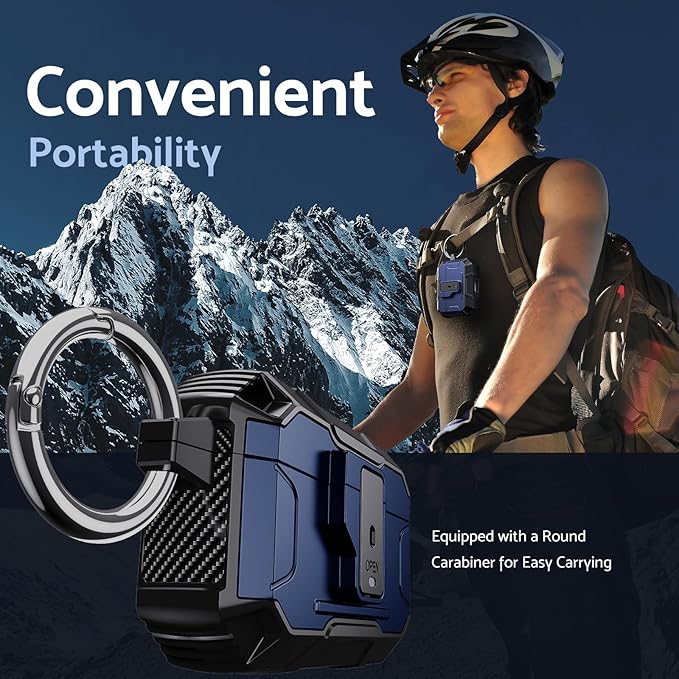 DASFOND Armor Earphone Cover Case for Airpods Pro 2, Military Grade Full Body Shockproof Protection Hard Case, Support Wireless Charging with Keychain, Magnetic Lid, Front LED Visible, Blue