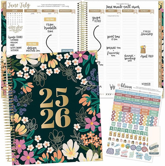 bloom daily planners 2025-2026 Hardcover Academic Year Goal & Vision Planner (July 2025 - July 2026) - Monthly & Weekly Calendar Agenda Organizer - 7.5" x 9" - Blooming Wildly