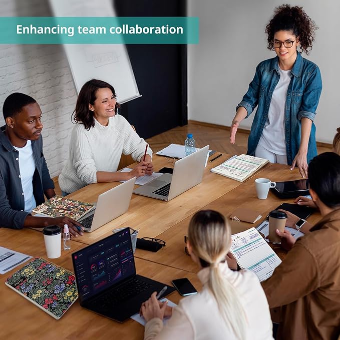 Meeting Notebook for Work Organization, Aesthetic Meeting Minutes Notebook for Work, Event Project Agenda Planner Organizer, Perfect for Office School Business, 6.9" X 9.7" - Symmetrical Tapestry