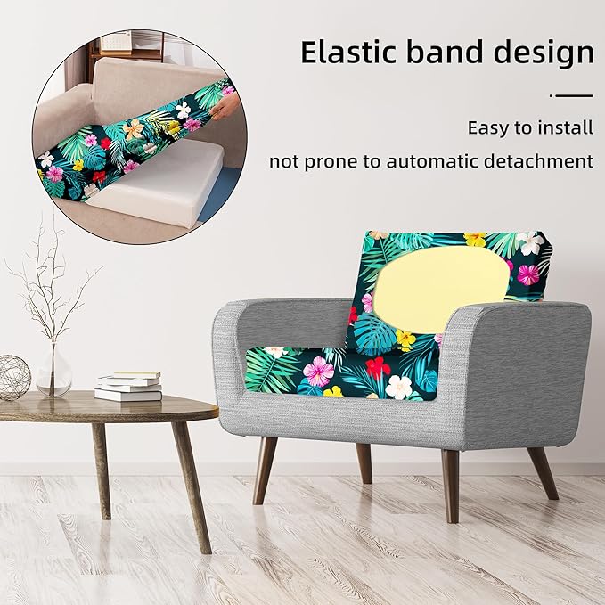 8Pcs Stretch Patio Cushion Covers,Outdoor Couch Covers Replacement,Outdoor Couch & Sofa Slipcovers,for Patio Furniture Cushion Covers,Washable Reusable urniture Protector (Flowered Leaves,Cover Only)