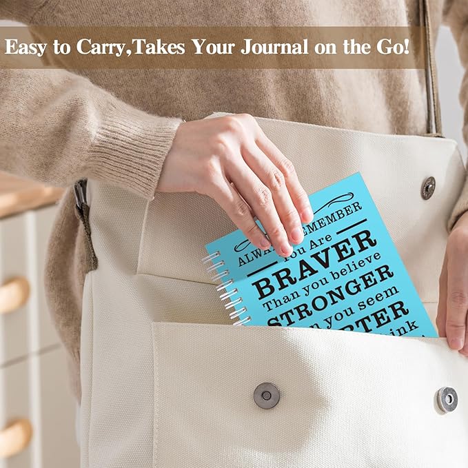 2 Pcs A5 Spiral Notebook,Inspirational Journal,Motivational Journal for Women Men,100 Pages Lined Spiral Journal Notebook College Ruled Daily Diary for School,Travel,Business,Work (Always-Light Blue)