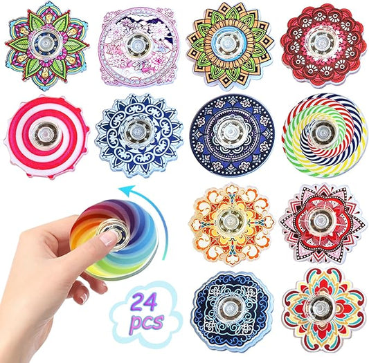 Funny Fidget Toys Fidget Spinner Bulk 24 Pack,Party Favors Gifts Pinata Goodie Bags Stuffers Sensory Toys for Kids Teens Adults ADHD Anxiety Stress Relief,Treasure Box Toy Classroom Prizes Supplies
