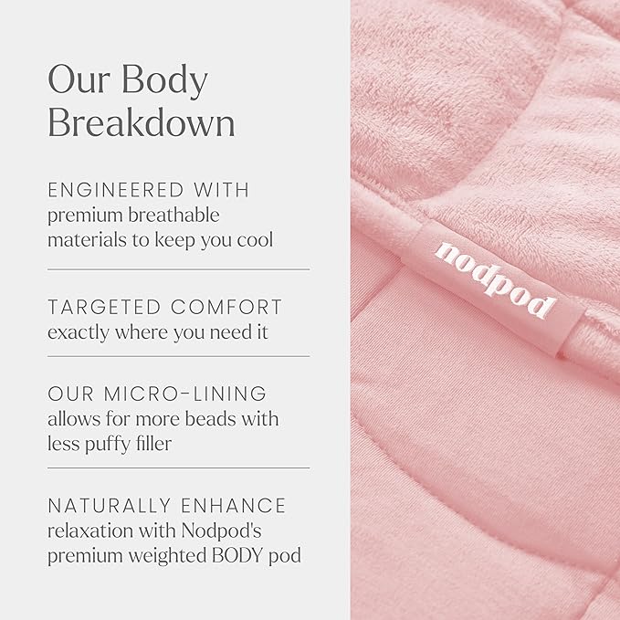 Nodpod Weighted Blanket & Sleep Mask Bundle – Ultra-Soft Body Blanket with Glass Beads + Light-Blocking Eye Mask – Relaxation, Comfort, Travel & Better Sleep - Blush Pink