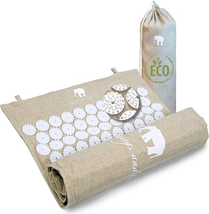 Original Comfortable Premium Eco Acupressure Mat Pillow Cushion Strap for Pain Relief, Increased Energy, Relaxation, Muscle Recovery with Tote Bag (ECO Travel)