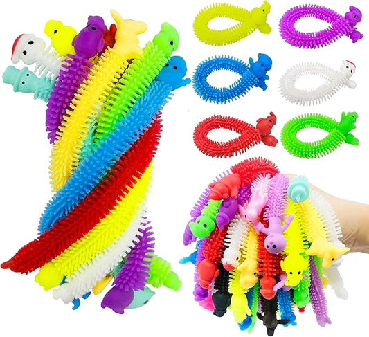 24 Pack Christmas Stretchy Strings Sensory Fidget Toys Pack with Santa Claus, Snowman, Elk - Great for Kids, Students Stress Relief and Anti-Anxiety Toys Assortment Christmas Party Favors
