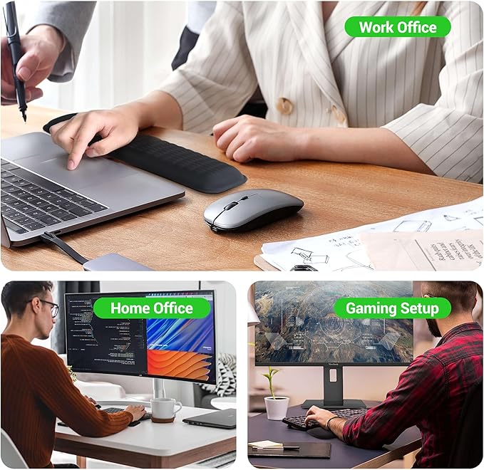 MEKASS Ergonomic Wrist Rest for Keyboard and Mouse, Soft Memory Foam Keyboard Wrist Rest Set with Non-Slip Silicone Base, Easy Typing, Pain Relief, Comfort for Office, Work, Gaming (Pink)