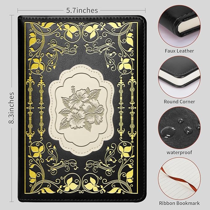 Hibiscus Gift Hibiscus Writing Journal Notebook Hibiscus Flower Gift Hawaiian Flowers A5 Travel Notebook Flower Fan Gift (hibiscus-Black)