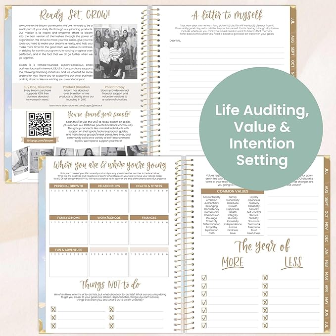 bloom daily planners HARDCOVER 2025-2026 (8.5" x 11") Academic Year Day Planner (July 2025 - July 2026) - Task Goal Organizer - Monthly & Weekly Inspirational Agenda Book - Iridescent Opal