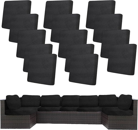 14Pcs Stretch Patio Cushion Covers,Outdoor Couch Covers Replacement,Outdoor Couch & Sofa Slipcovers,for Patio Furniture Cushion Covers,Washable Reusable Furniture Protector (Black,Cover Only)