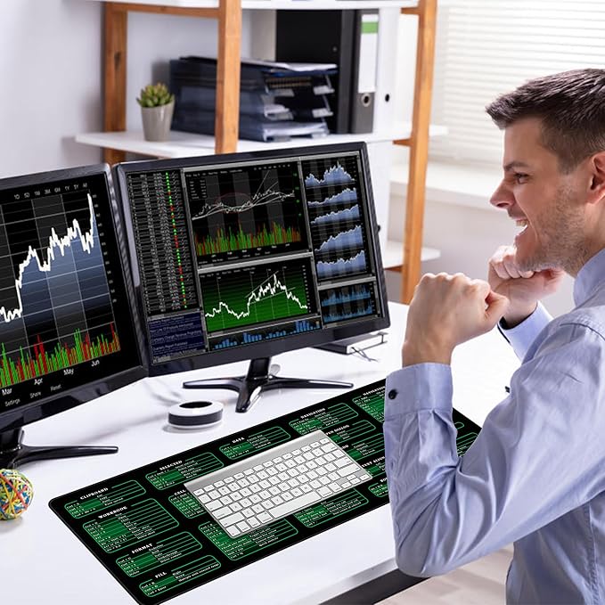 Excel Cheat Sheet Desk Pad, 31.5"x11.8", Waterproof Extra Large Excel Shortcut Mat with Stitched Edges, Anti-Slip Excel Mouse Pad for Office Desk, MS Excel/Word Shortcuts (Green Excel A)