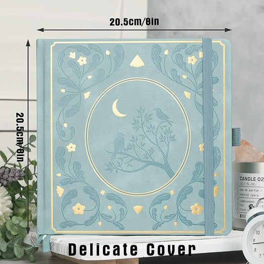 TIEFOSSI Dotted Journal Notebook, Dot Grid Notebook for Women Men, Hardcover PU Leather Journal, 160 GSM Thick Paper, 160 Numbered Pages with Gold Edges, 8 x 8 Square Diary