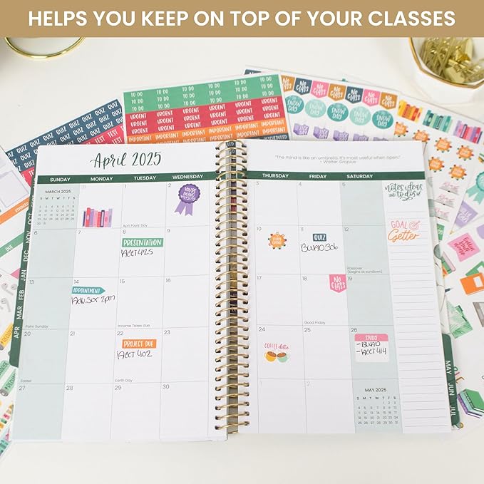 bloom daily planners Student Planner Stickers - 8 Sheets / 672 Stickers - Essential School Themed Variety Pack for Academic Year Planning - Icons & Illustrations to Track Assignments, Exams, & More