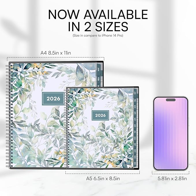 Ensight 2026 Appointment Book & Planner Ensight 8.5 x 11 inches Large Tabbed Daily Hourly Weekly Planner Schedule Book 15 Minute time Slots Business & Personal Planner Jan 2026 Dec 2026 Floral