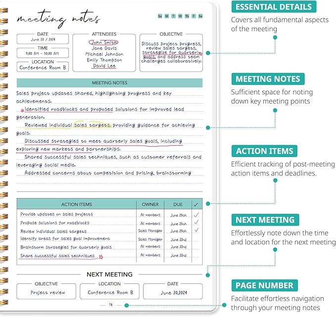 Meeting Notebook for Work Organization, Aesthetic Meeting Minutes Notebook for Work, Event Project Agenda Planner Organizer, Perfect for Office School Business Supplies, 6.9" X 9.7" - Butterfly Grove