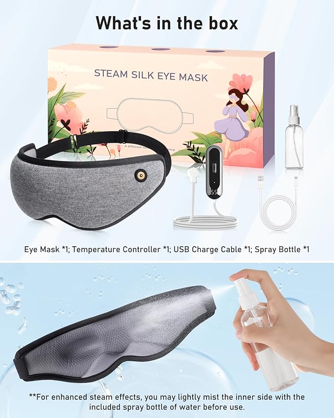 Heated Eye Mask Warm Eye Compress for Dry Eyes - Cordless Electric Heat Eye Mask with Temperature Timer Control Heating Pad for Dry Eye Relief, Stye, Blepharitis, Improve Sleep