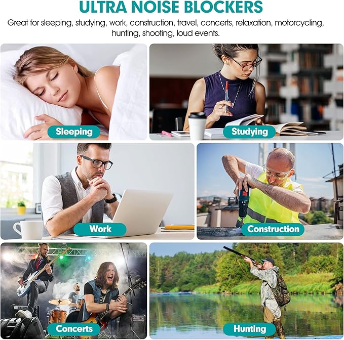 200 Pairs Black Noise Cancelling Ear Plugs - 33dB NRR Individually Bagged for Sleeping, Work & Construction