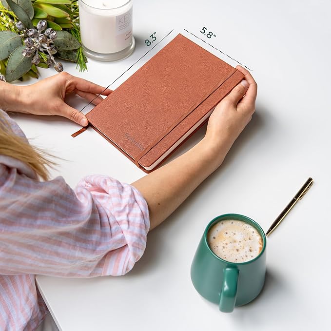 Daily Bliss Stone Paper Ruled Notebook Premium A5 Hardcover Vegan Leather Journal | 160 Pages | Premium Quality Executive Notebook For Men and Women |Comes With Gift Box Water Proof Notebook Cinnamon