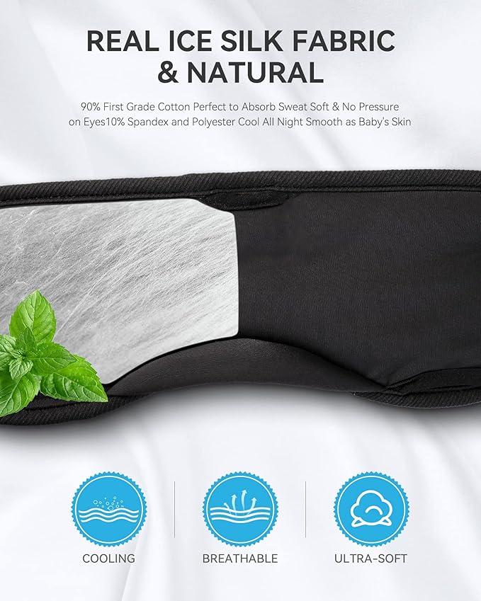 MUSICOZY Sleep Headphones Breathable Bluetooth 5.4 Headband 3D Sleeping Headphones, Wireless Eye Mask Earbuds Earphones for Side Sleeper Office Air Travel Cool Tech Gadgets Unique Gifts