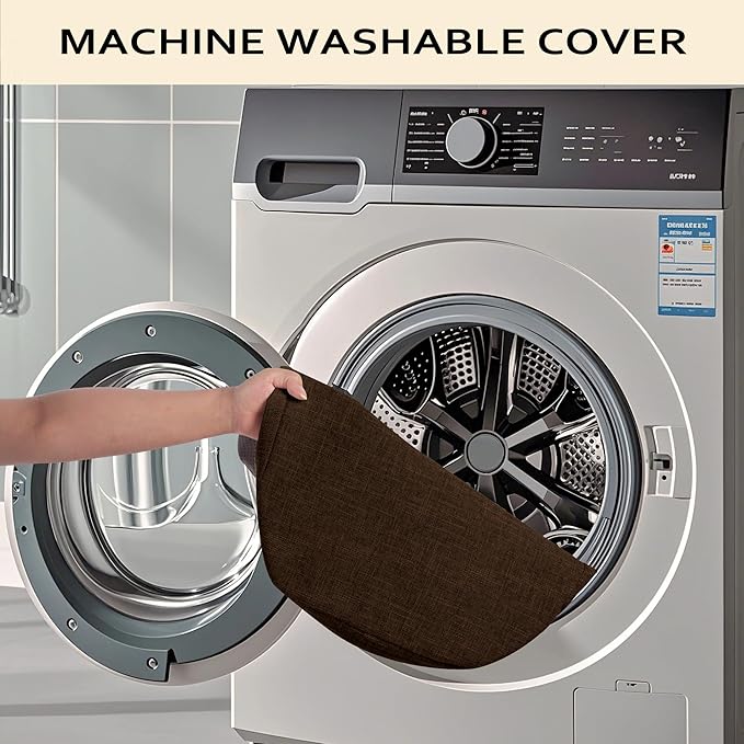 ELFJOY Chair Cushions for Dining Chairs Kitchen Chair Cushions U Shape Non Slip Chair Pads Set of 4 Seat Cushions with Ties Indoor 16.7" x 16" Coffee