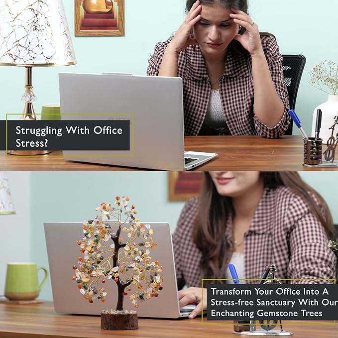 FASHIONZAADI Premium Crystal Tree of Life – 7 Chakra Tree for Healing, Positive Energy, Luck & Manifestation – – Ethically Handcrafted Gifts for Women, Spiritual Gifts for mom