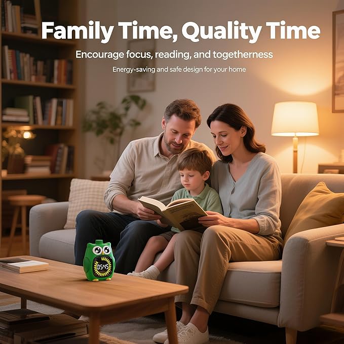 Doli Yearning Visual Timer for Kids, 99 Minute Cute Owl Digital Countdown Timer for Home School Classroom Supplies Study, Silent Time Management Tool (Green)