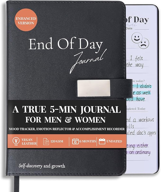 Tayri End of Day Journal - The Five Minute Mind Journal for Men and Women 2025, Daily Guided Journal With Prompts for Gratitude, Self Reflection, Mindfulness, Productivity & Personal Growth