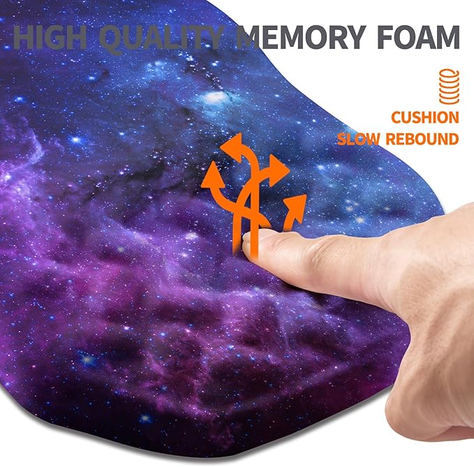 Ergonomic Slope Mouse Pad Wrist Support, Wrist Rest Mousepad for Carpal Tunnel Pain Relief with Massage Bulge and Slow Rebound Memory Foam (12x8 inch, Galaxy)