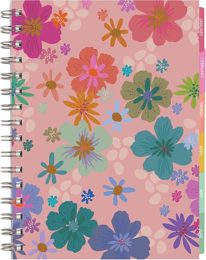 Inspired by Erin Condren A5 Undated Weekly & Daily Planner – 12-Month Spiral Agenda, Non-Dated Monthly Planner with Stickers, Petal Party Design (January 2025 - December 2025)