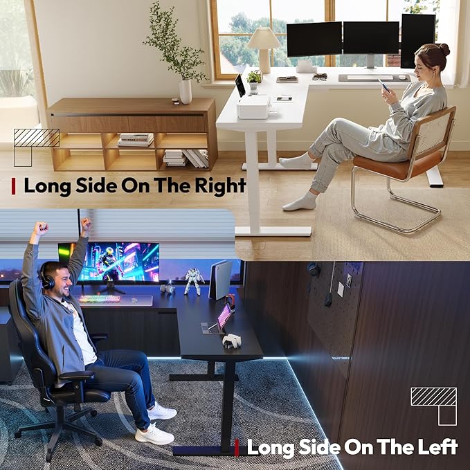 SANODESK L Shaped Electric Standing Desk with Drawer, 63 Inch Ergonomic Adjustable Height Desk with Storage, Corner Desk Sit Stand up Computer Table for Work Office Home, Black