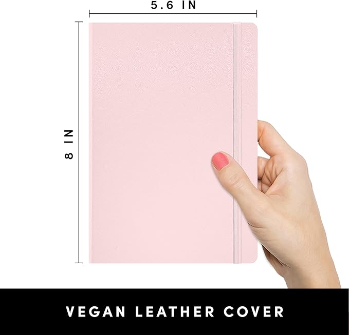 PAPERAGE Lined Journal Notebook, (Blush), 252 Pages, Medium 5.6 in x 8 in - 100 GSM Thick Paper – Hardcover Journaling Notebook for Work, School & Note Taking