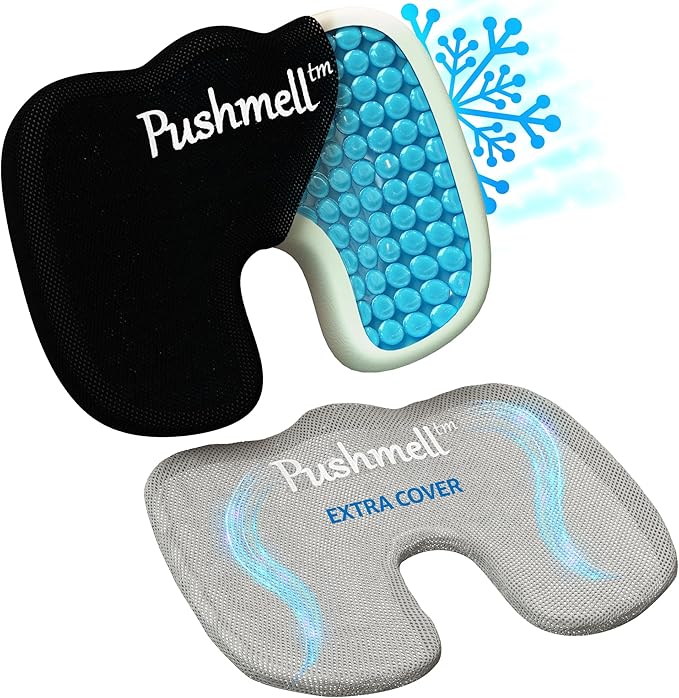 Gel & Memory Foam Seat Cushion for Tailbone & Sciatica Pain Relief – Ergonomic Office Chair & Car Seat Cushion – Chair Cushions for Desk & Home – Includes Bonus Extra Cover