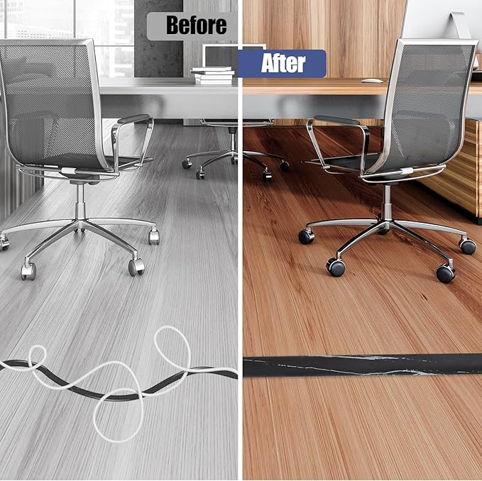 Floor Cord Cover Self Adhesive Cord Hider,3.3FT Cable Management, Extension Strip Protector for Wires, Prevent Cable Trips for Offices, Gyms, Exhibitions Cavity:0.47"(W) x 0.27"(H) Black Stone