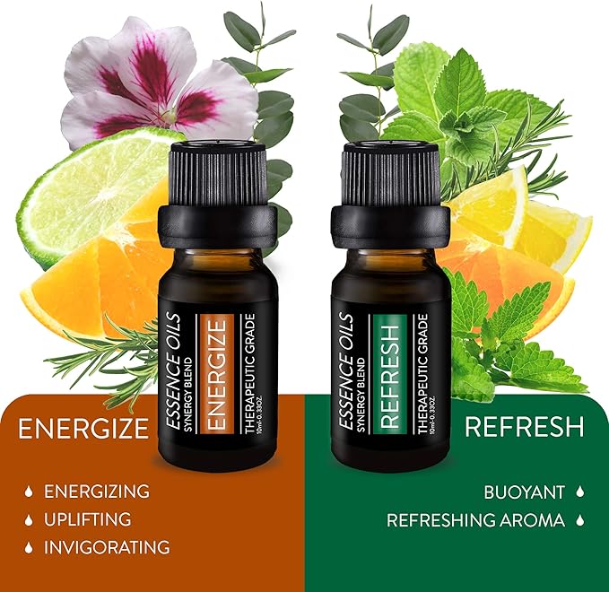 Pure Daily Care Aromatherapy Top 10 Essential Oil Synergy Blend Set – Therapeutic Grade Synergy Oil Blends – Uplift Mind, Body and Spirit – 10 x 10 Ml Blends – No Fillers & No Additives