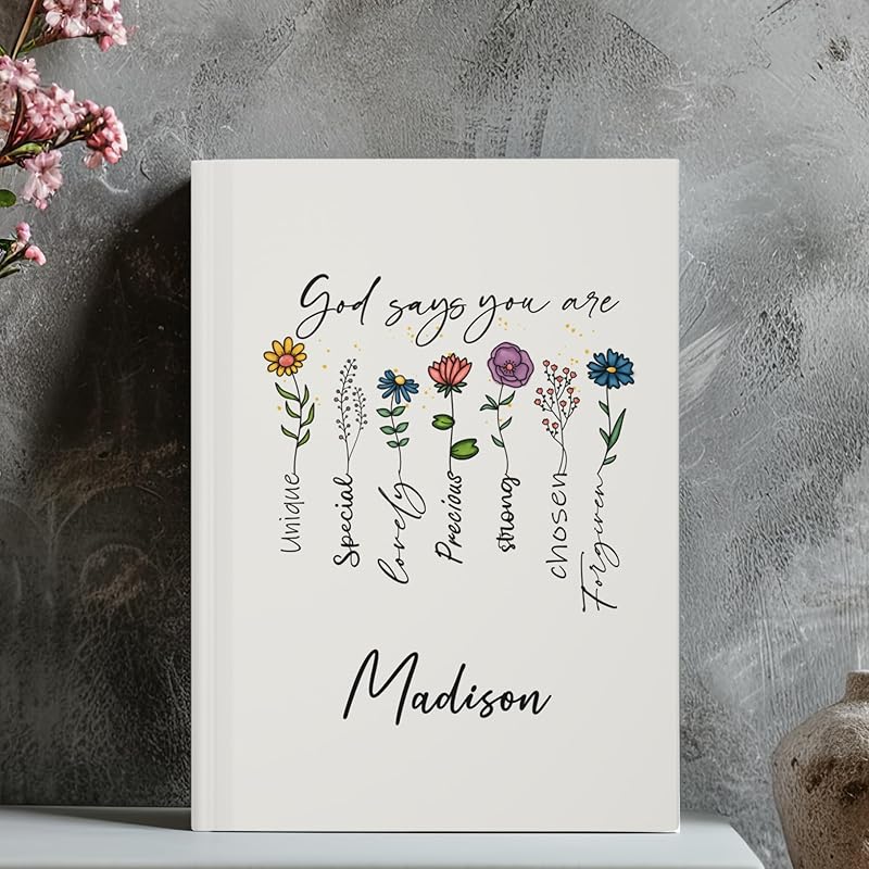 Personalized Prayer Journal for Woman or Man, Custom A5 Hardcover Notebook with Name, Religious Christian Gifts, Gratitude Journal, Devotionals for women, Bible Study Notebooks for Note Taking