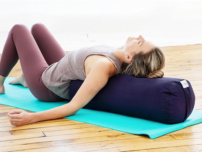 Sol Living Yoga Bolster Pillow for Restorative Meditation - 100% Cotton Cylindrical Cushion with Washable Cover for Balance Support in Asana Poses