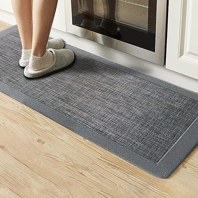 J&V TEXTILES Hillside Oversized Oil- and Stain-Resistant Anti-Fatigue Kitchen Mat (Single Gray)*