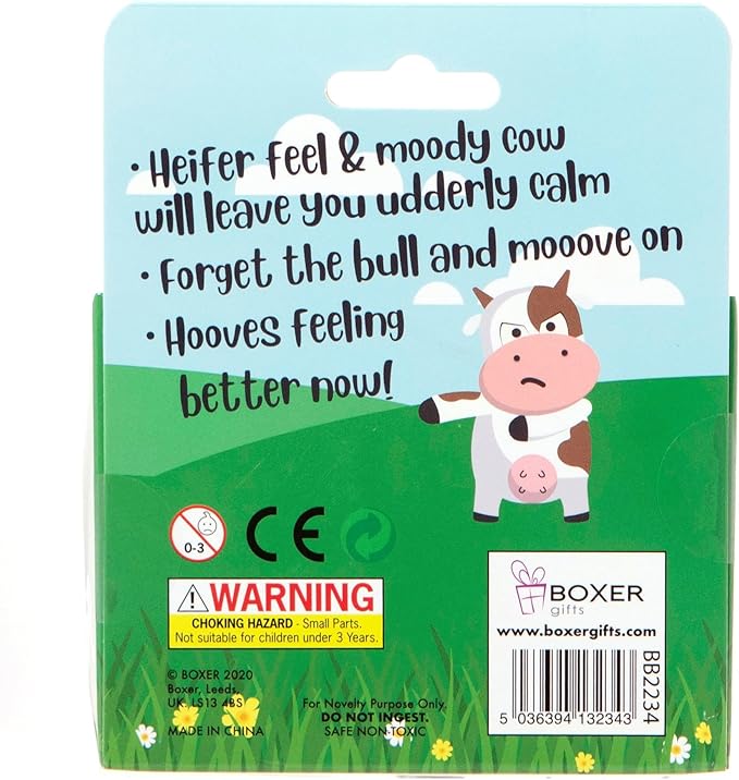 Boxer Gifts Moody Cow Stress Relief Toy - Unique Stress Balls for Adults & Teens - Squishy Fidget Toys for Anxiety - Funny Desk Accessories - Cute Cow Gifts For Women & Gag White Elephant
