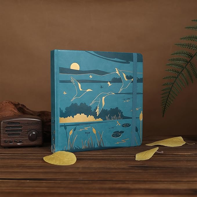 TIEFOSSI Dotted Journal Notebook, Dot Grid Notebook for Women Men, Hardcover PU Leather Journal, 160 GSM Thick Paper, 160 Numbered Pages with Gold Edges, 8 x 8 Square Diary