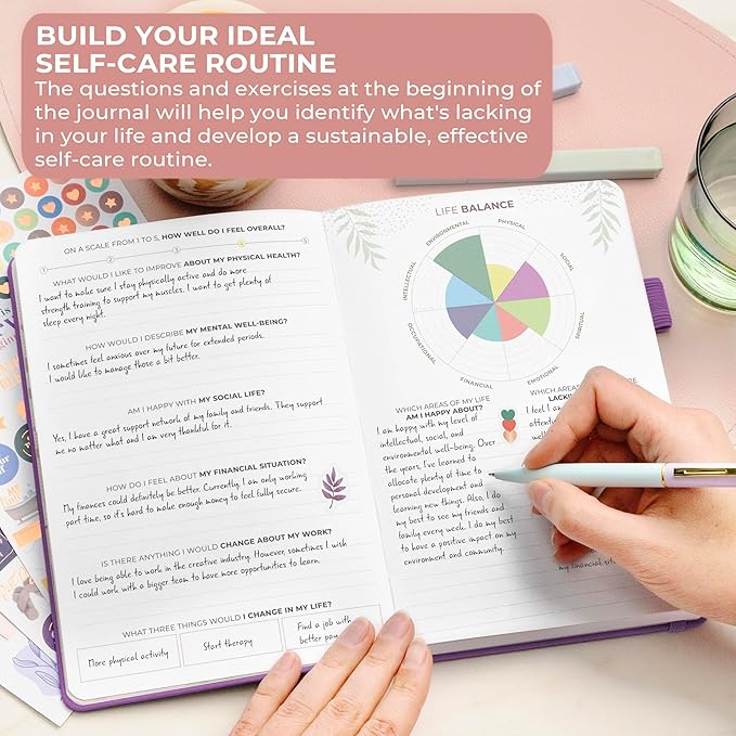 Clever Fox Self-Care Journal Premium – Daily Gratitude & Mental Health Notebook for Women – Reflection & Personal Development Journal (Purple)