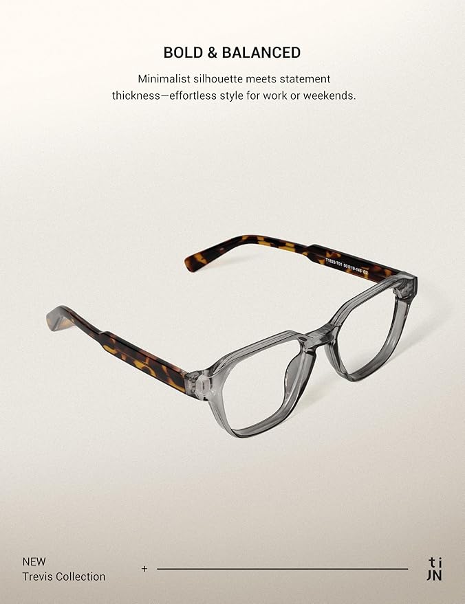 TIJN Blue Light Blocking Glasses for Women Men TR90 Rectangle Frame and Chic Preppy Style Computer Screen Glasses, Trevis