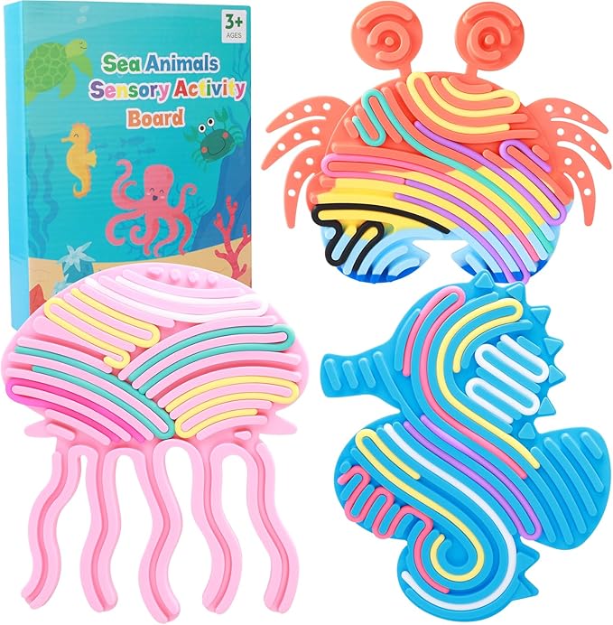 3Pcs Sensory Activity Board, Fidget Sensory Toys for Kids Adults, Duble Sided Design Kids Busy Board for Fine Motor Skill, Calm Down Fidget Toy for Stress Relief, Calming, Focus, ADHD and Autism