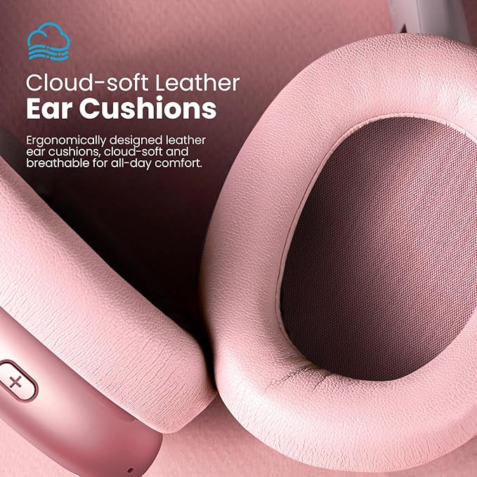 Y01 Wireless Over Ear Headphones, Noise Canceling Bluetooth 5.3 Headphones with Microphones,Hi-Res Audio,48H Playtime,Foldable,Breathable Soft Earpads for iOS/Android/Samsung/PC-Pink