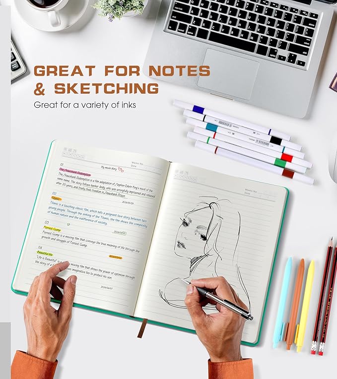 Lined Journal Notebook for Women Men,256 Pages B5 Large Hardcover Leather Journals for Writing,Travel,Business,Work,School,College Ruled Notebooks for Note Taking,Diary Notepad 7.8"×10.2"